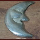 MOON FACE Crescent Half Sterling Silver Large Pin Brooch 925 Used Mexico