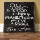 Large Bless the food before us the family beside us and the love between us wood sign distressed