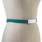 WHITE HOUSE BLACK MARKET Reversible Patent/Suede Crystal Belt Lotus Teal/Black XXS/XS