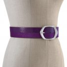 WHITE HOUSE BLACK MARKET Suede Leather/Snake Wide Belt NWT Silver/Purple XS-S