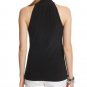WHITE HOUSE BLACK MARKET $78 Stretch HighNeck Gold Button Ruched Keyhole Top S-M