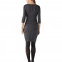 WHITE HOUSE BLACK MARKET Tiered 3/4-Sleeve Instantly Slimming Dress Gray Shimmer 6