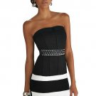 WHITE HOUSE BLACK MARKET Detachable Wide Strap/Strapless Bustier-Seamed Top - Black - XS/S