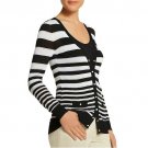 WHITE HOUSE BLACK MARKET $98 Stripe Metallic Detail Girlfriend Cardi Sweater S