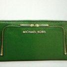 Authentic MICHAEL Michael Kors Bedford Medium Zip Wallet palm Green NWT