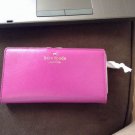 KATE SPADE MIKAS POND STACY LEATHER CLUTCH WALLET PINK SUGARDGRAP SUGAR GRAPE