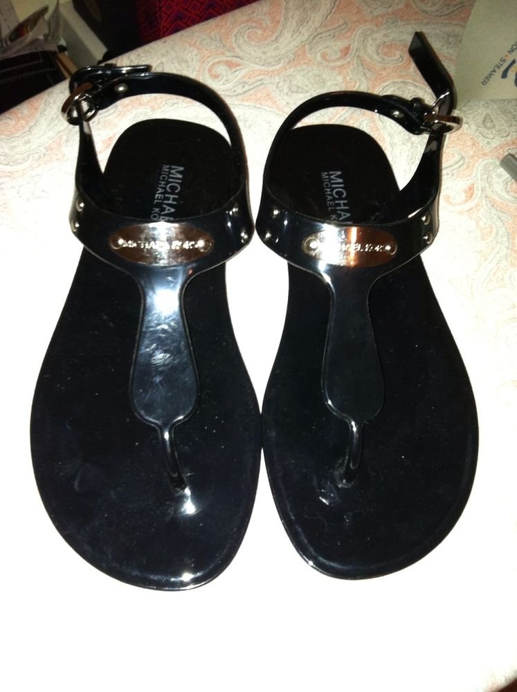 MICHAEL Michael Kors Black Plate Jelly Sandals Woman Size 9