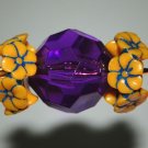 Vintage lot of 10 Goldenrod and Blue Flower Acrylic Spacer 15X7MM Beads CR2