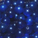 Vintage 36 Royal Blue Crystal Clear Lucite 10mm Beads H4L