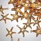 Vintage Lot of 10 Gold Plated Star Fish 16X13MM Pendants AM1