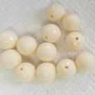 Vintage Gorgeous 24 Faceted Acrylic Off White Round 10mm Beads GL4