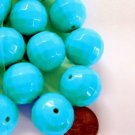 Vintage Gorgeous 18 Faceted Acrylic Aqua Round 12mm Beads GL4