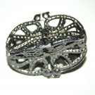 Vintage Lot of 10 Antique Silver OX VICTORIAN Concave Filigree Bead 21X12MM BR2