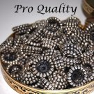 Vintage Lot of 12 Antique Silver Plated Ornate Bead 16X7MM Caps D4