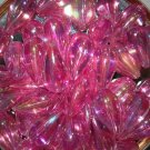 Vintage Lot of 10 Aboreal Hot Pink Acrylic Teardrop Beads19X11MM AM6