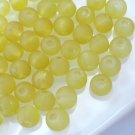 Vintage 3 Strands Frosted Yellow Glass 6mm Beads (294 BEADS) H5R