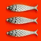 Vintage 2 RARE Sterling Silver Plated Fish Pendant Charms 48x12x7mm AM7