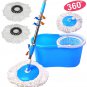Easy Magic Floor Mop 360° Bucket 2 Heads Microfiber Spin Spinning Rotating Head