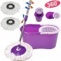 Easy Magic Floor Mop 360&Acirc;&deg; Bucket 2 Heads Microfiber Spin Spinning Rotating Head