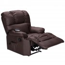 Recliner Heated Massage Chair With Control Brown