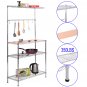 3-Tier Baker's Chrome Kitchen Work Station Rack with Cutting Board and Storage