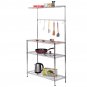 3-Tier Baker's Chrome Kitchen Work Station Rack with Cutting Board and Storage