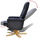 Living Room Recliner Chair Armchair with Footstool - Black