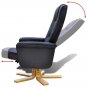 Living Room Recliner Chair Armchair with Footstool - Black