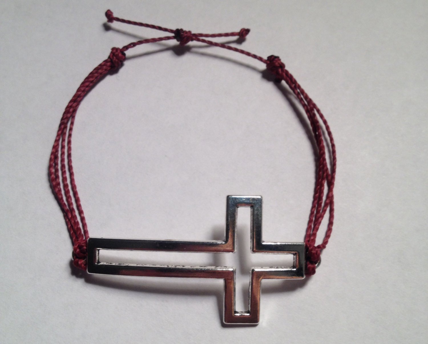 Adjustable Cross Charm Bracelet Antique Silver Cross Charm