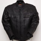 Mens Dual Side Utility Pocket Leather Scooter Jacket