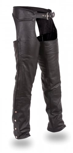 FMC Unisex Fully Braided Cowhide Chaps Fully Lined HD801 For Motorcycle Riders