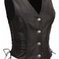 Ladies Braided Cowhide Vest w Buffalo Nickel Snaps HD538 for Motorcycle Riders