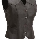 Ladies Classic Fitted Snap Front Vest HD500 Perfect For Ladie Motorcycle Riders