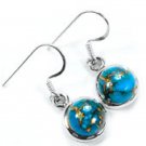 Awesome 925 Sterling Silver Blue Copper Turquoise Earring