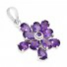 Handmade Sterling Silver Flower Shape Amethyst Pendant