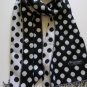 Reversible Women Men Winter Scarf polka Dot 100% Cashmere Black White