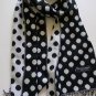 Reversible Women Men Winter Scarf polka Dot 100% Cashmere Black White