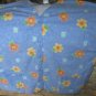 Green Town Scrub V Neck Uniform Top Light Blue with Flowers 3 Pocket XL