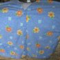 Green Town Scrub V Neck Uniform Top Light Blue with Flowers 3 Pocket XL