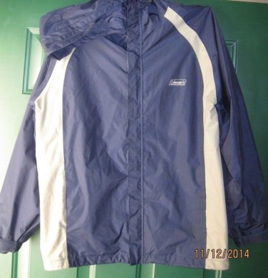 New Coleman Medium Wind Breaker Jacket with Hood Blue and Grey