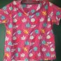 Womens 1X 16-18 Scrub Top V Neck Short Sleeve with 2 Front Pockets