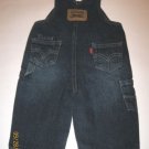 New Levis 6/9M Boys Girls Bib Overalls Red Tag Long Pants Snaps Buttons7 Pocket
