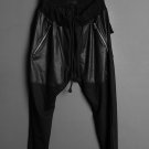 Faux leather pocket jogging pants hip hop
