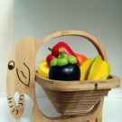 Handmade Vintage Decorative Dining Table Folding Beige Wood Fruit Basket Bowl
