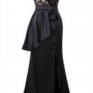 Gatsby Inspired Black and Champagne Lace Peplum 1920's Art Deco Cocktail Dress