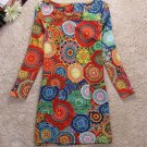 Gorgeous Women's Fall Retro Vintage Print Long Sleeve Tunic Dress M - 4XL