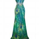 Gatsby Inspired Mermaid  Vintage Look 1920 Art Deco Peacock Cocktail Dress