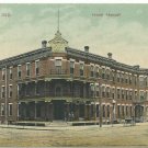 Goshen IN Indiana Vintage Postcard Hotel Hascall Men on Front Porch 1909 Divided