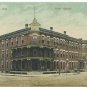 Goshen IN Indiana Vintage Postcard Hotel Hascall Men on Front Porch 1909 Divided