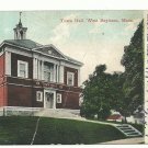 West Boylston MA Massachusetts Vintage Postcard Town Hall Undivided Posted 1910